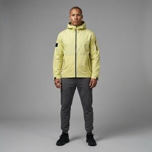 Albino & Preto AP Logo Lightweight Hooded Windbreaker Jacket Yellow Men's Size L